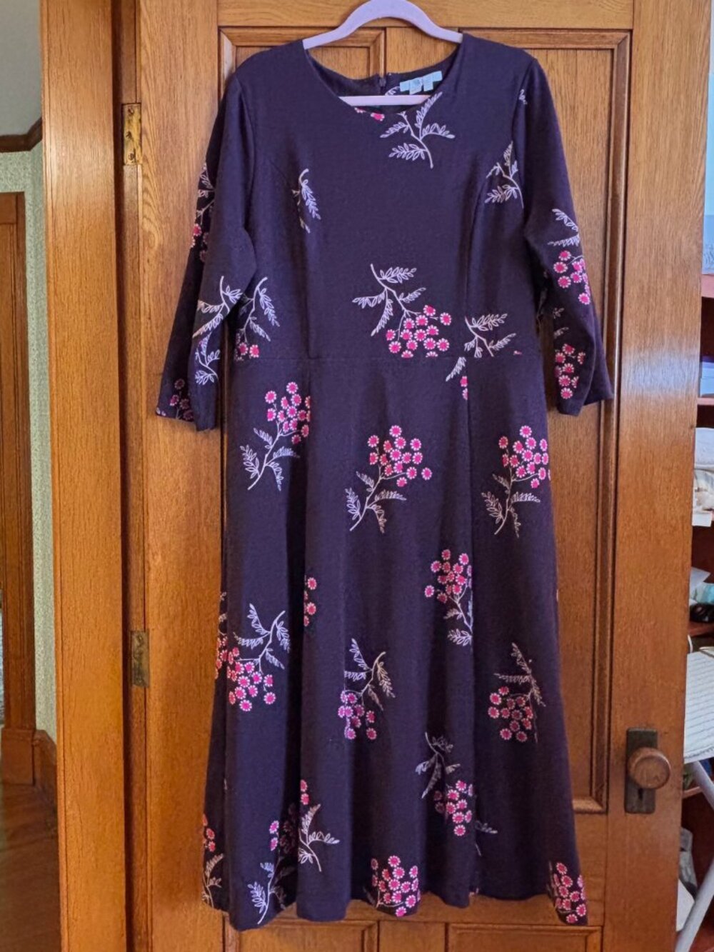 Boden Cherry Blossom Dress in Plum, size 18 L